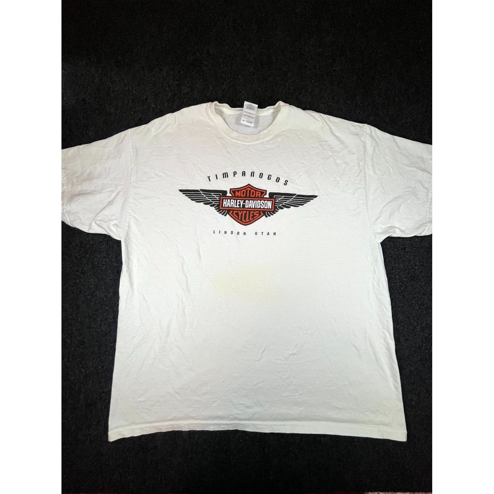 Y2K Harley Davidson Timpanogos Lindon Utah T Shirt Mens 2XL White Graphic Print
